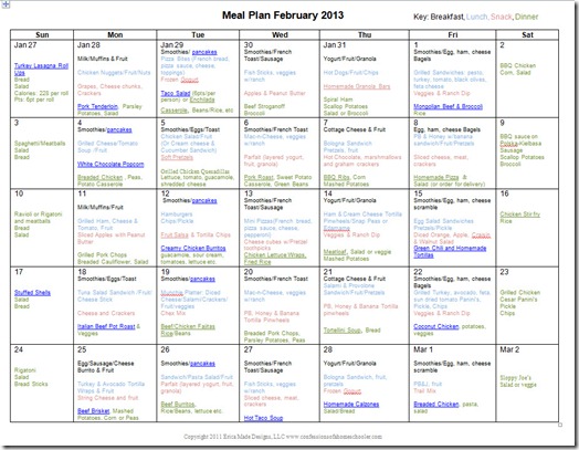 February 2013 Monthly Meal Plan - Confessions of a Homeschooler