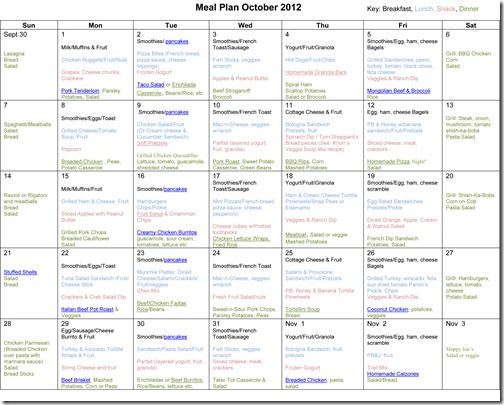 Monthly Meal Plan Recipes ~ October | Confessions of a Homeschooler